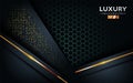 Luxurious premium black abstract background with golden lines. Overlap textured layer design