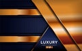 Luxurious premium navy blue abstract background with golden lines. Overlap textured layer design Royalty Free Stock Photo