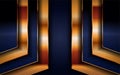 Luxurious premium navy blue abstract background with golden lines. Overlap textured layer design
