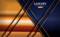 Luxurious premium navy blue abstract background with golden lines. Overlap textured layer design Royalty Free Stock Photo