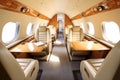 a luxurious private jet cockpit with business class amenities Royalty Free Stock Photo