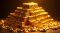 Luxurious pyramid of gleaming gold bars and nuggets, symbolizing wealth and prosperity Royalty Free Stock Photo