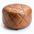 Luxurious quilted leather ottoman, adding warmth and texture to decor on white background Royalty Free Stock Photo