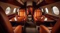 Luxurious red expensive leather interior, business class, first, in a Royalty Free Stock Photo