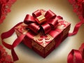 Luxurious Red Gift Box with Red and Golden Hues