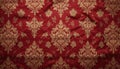 Luxurious Red and Gold Damask Pattern Fabric Royalty Free Stock Photo