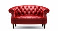 Luxurious Red Leather Chair: Bold And Vibrant Cabincore Loveseat