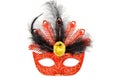 Luxurious red masquerade mask with feathers