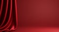 Luxurious Red Satin Curtain and Backdrop, Elegant Texture and Dramatic Lighting Royalty Free Stock Photo