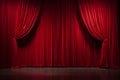 Luxurious Red stage curtains. Generate Ai
