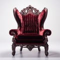 Luxurious Red Wood Chair With Gothic Undertones - Uhd Image Royalty Free Stock Photo