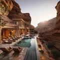 Luxurious residence in Petra, Jordan featuring a private pool. Royalty Free Stock Photo