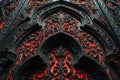 Luxurious Richly ornate black red wall. Generate Ai