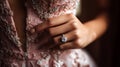 luxurious ring on the hand of a bride AI generated Royalty Free Stock Photo