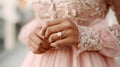 luxurious ring on the hand of a bride AI generated Royalty Free Stock Photo