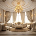 Luxurious room adorned with silk and satin drapes