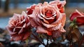 A luxurious rose, with a delicate, bright shade, like a drop of blood on a snow white canv Royalty Free Stock Photo