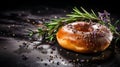 Luxurious Rosemary Donut On A Black Background