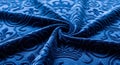 Luxurious Royal Blue Velvet Fabric with Ornate Embossed Pattern Royalty Free Stock Photo