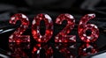Luxurious Ruby Crystal 2026, Elegant Design on Black Background Royalty Free Stock Photo