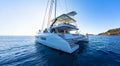 Luxurious sailing catamaran in the Aegean sea Royalty Free Stock Photo