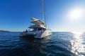 Luxurious sailing catamaran in the Aegean sea Royalty Free Stock Photo