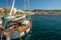 Luxurious sailing yacht in the harbour of Mali on the island of Losinj in the Adriatic Sea, Croatia Royalty Free Stock Photo
