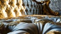 Luxurious satin fabric with golden embroidery as elegant background Royalty Free Stock Photo