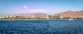 Luxurious seafront hotels on the shores of the Red Sea in the gulf of Aqaba in Jordan