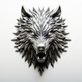 Luxurious Silver Wolf Head 3d Rendered Wall Hanging Royalty Free Stock Photo