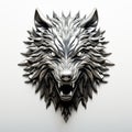 Luxurious Silver Wolf Head 3d Rendered Wall Hanging