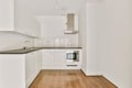 Luxurious small kitchen with white kitchen unit