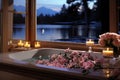 A luxurious spa setting with crystal clear water and a serene atmosphere. Royalty Free Stock Photo