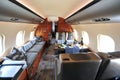 Luxurious and spacious interior of Bombardier Global 6000 business jet at Singapore Airshow