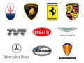 Luxurious sport cars producers logos Royalty Free Stock Photo