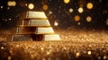 Luxurious stack of gold bars with glittering background for wealth and decoration themes Royalty Free Stock Photo