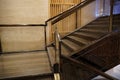 Luxurious staircase with marble steps and decorative and ornamental iron and glass railings. Elegant historical Stairs in a luxury Royalty Free Stock Photo