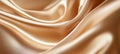 Luxurious Texture Elegance, Abstract Golden Tan Silk Fabric with Smooth Drapes and Flowing Design. Royalty Free Stock Photo