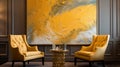 Luxurious Textures: Large Gold Texture Art Piece In German Pilsner Room