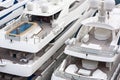 Luxurious triple deck yachts Royalty Free Stock Photo