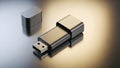 Premium Solid Color USB Flash Disk Mockup on Silver Gold Background. Royalty Free Stock Photo