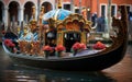 Luxurious Venetian Gondola Adorned with Floral Arrangements