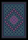 Luxurious vintage oriental bluish carpet with colored ornament in the middle Royalty Free Stock Photo