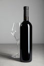 Luxurious vintage red wine in a black glass bottle