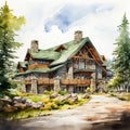 Luxurious Watercolor Design Of Glacier Park Lodge