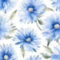 Luxurious Watercolor White Blue Flowers On White Background Royalty Free Stock Photo