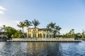 Luxurious waterfront home in Fort Lauderdale, USA. Royalty Free Stock Photo