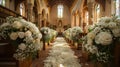 Luxurious Wedding Hall in church. Generative AI