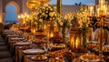 Luxurious Wedding Reception Table Setting with Moroccan Lanterns Royalty Free Stock Photo