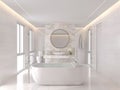 Luxurious white bathroom modern style 3d render Royalty Free Stock Photo